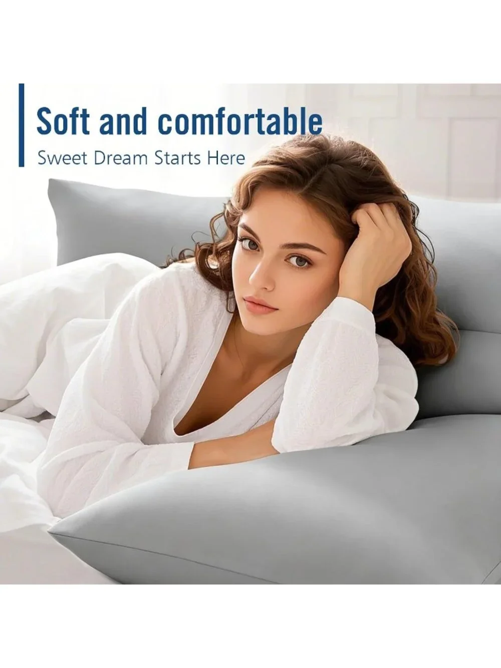 〽️Gray Standard Size Pillows 4 Pack Soft Firm Support Down Alternative Pillows